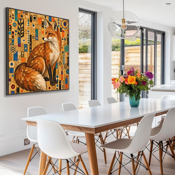 Large Gustav Klimt inspired Framed Canvas Wall Art - Foxy