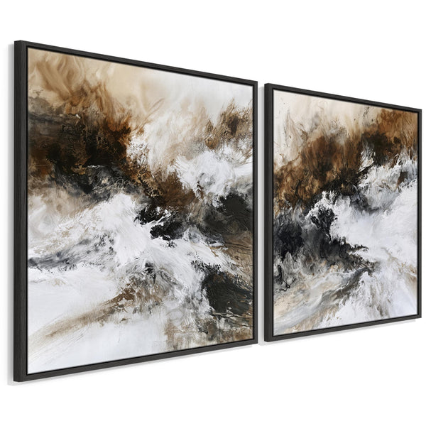 Extra Large Framed Abstract Wall Art - Sienna Rising - Set of 2