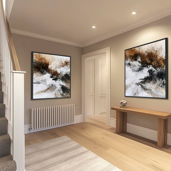 Extra Large Framed Abstract Wall Art - Sienna Rising - Set of 2