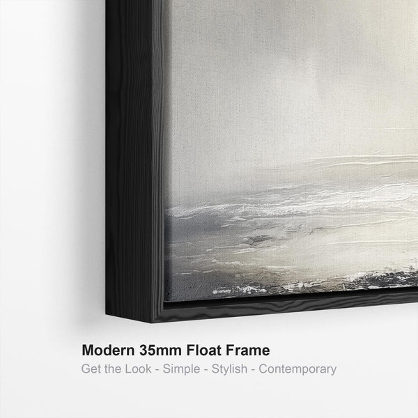 Greige Neutral Wide Framed Canvas Art Panoramic Abstract Landscape for Living Room