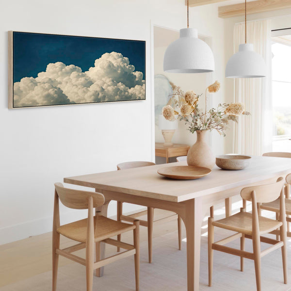 Wide Panoramic Clouds Framed Long Wall Art Canvas