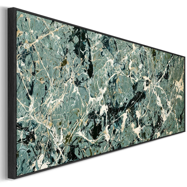 Wide Framed Canvas Art - Abstract Long Jackson Pollock Style