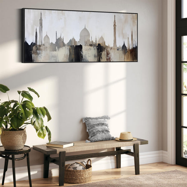 Wide Abstract Islamic Skyline - Framed Long Canvas Wall Art