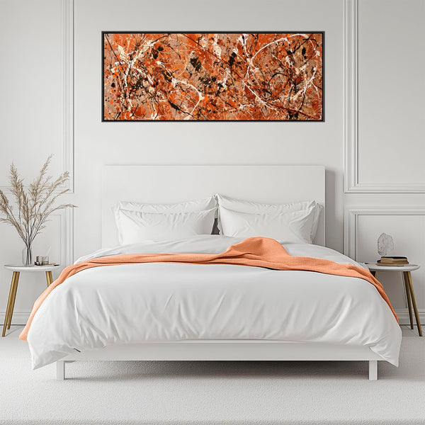 Wide Abstract Panoramic Wall Art Framed Jackson Pollock Style