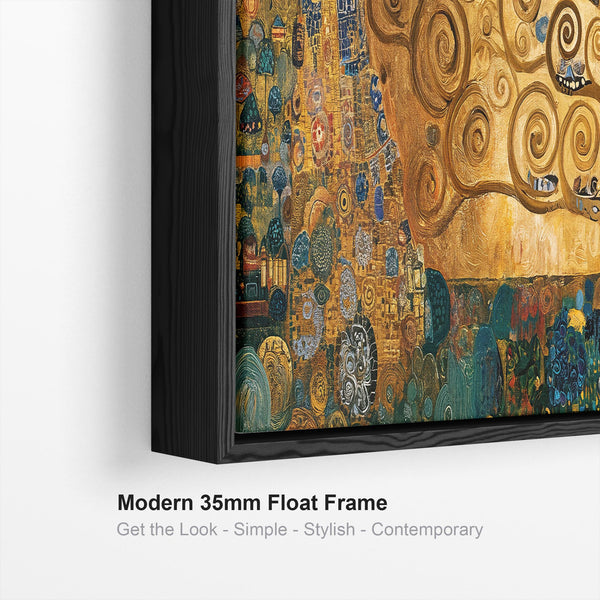 Wide Gustav Klimt inspired Tree of Life Framed Canvas Artwork