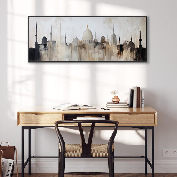 Wide Islamic Mosque Skyline Canvas Framed - Minaret Panoramic