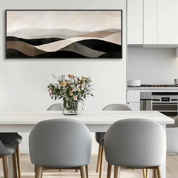 Green Sage Framed Horizontal Wall Art Panoramic Landscape - Rolling Hills