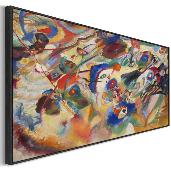 Panoramic Wide Framed Wall Art Print Canvas Colourful Wassily Kandinsky