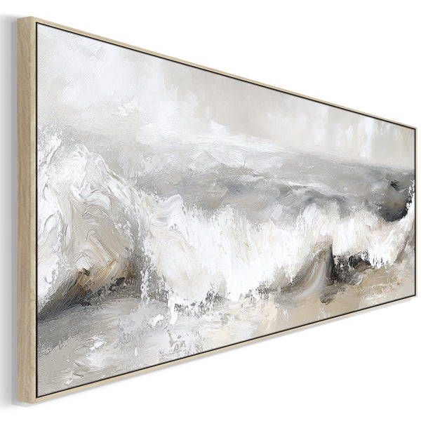 Greige Abstract Framed Wall Art Canvas Neutral Grey Narrow Panoramic