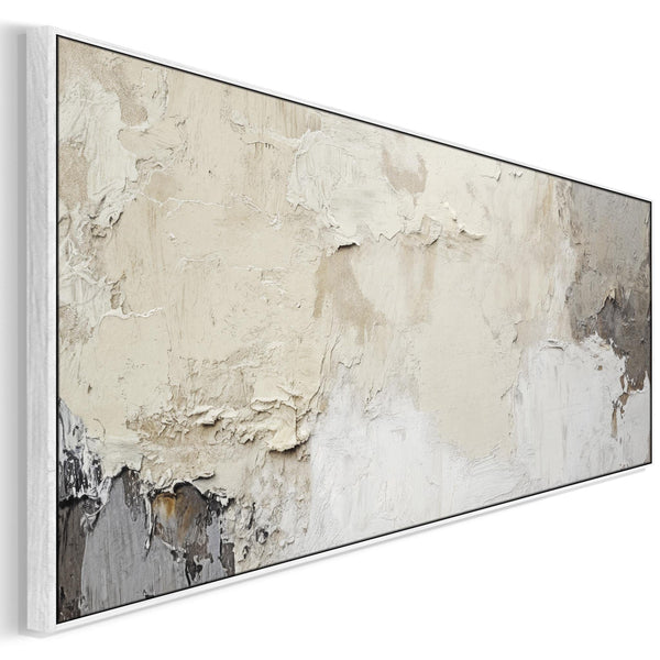 Long Thin Panoramic Wall Art Canvas Neutral Cream Grey Abstract