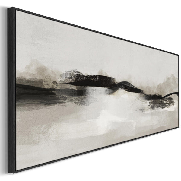 Neutral Greige Wide Horizontal Narrow Wall Art Modern Abstract Panoramic
