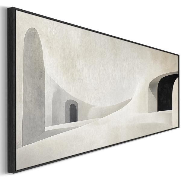 Long Thin Narrow Artwork on Canvas Modern Wide Beige Black Panoramic