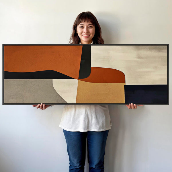 Wide Orange Rust Retro Framed Horizontal Artwork Canvas