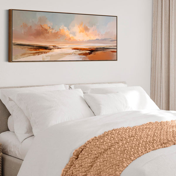 Sienna Abstract Horizon Panoramic Wide Rust Wall Art