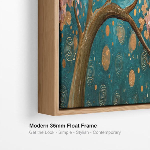 Pink Blue Gustav Klimt inspired Bedroom over Bed Canvas Art