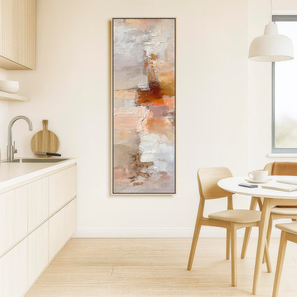 Blush Pink Neutral Tall Framed Upright Canvas Harmony Fades