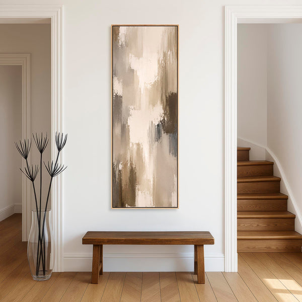 Tall Beige Brown Abstract Framed Canvas Picture - Umber Moods