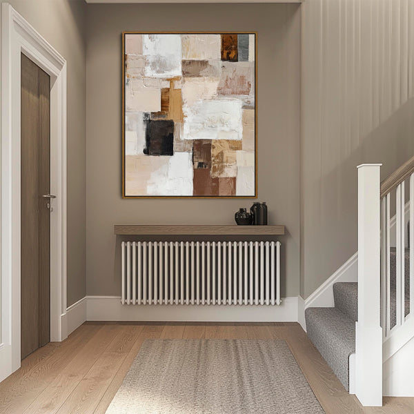 Warm Brown Cream Neutral Canvas Artwork Framed - Timber & Clay