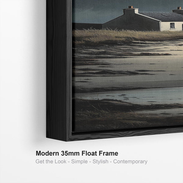 Tall Framed Scottish Print on Canvas Coastal Retreat