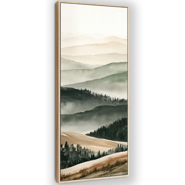 Tall Hallway Framed Vertical Wall Art Green Upright Artwork