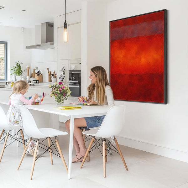 Large Mark Rothko inspired Framed Canvas - Deep Red - Smoulder