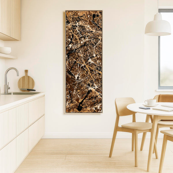 Tall Hallway Framed Vertical Canvas for Hall - Umber Espresso