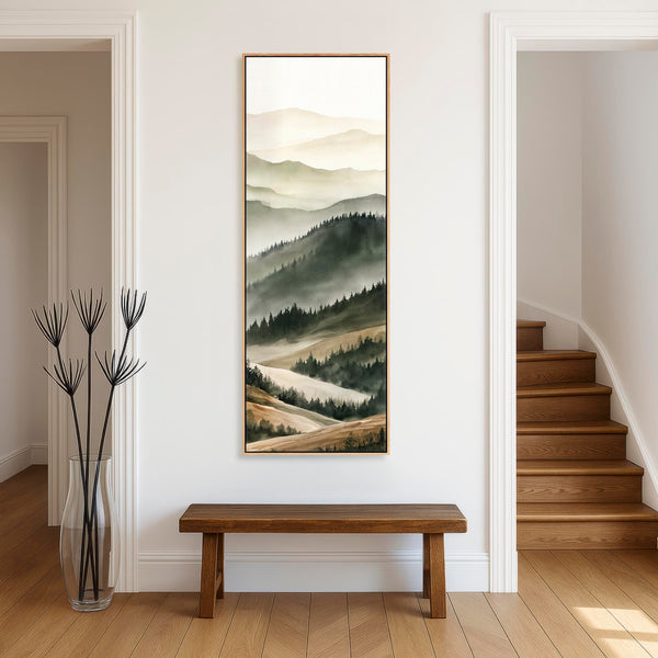Sage Green and Cream Framed Vertical Wall Art - Cambrian Mist