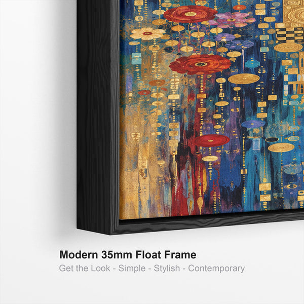 Tall Gustav Klimt inspired Colourful Framed Canvas Kaleidescope