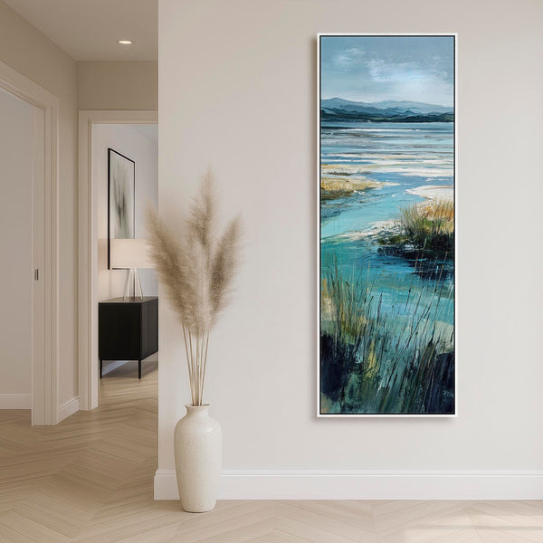 Tall Upright Irish Coastal Landscape Framed Artwork on Canvas