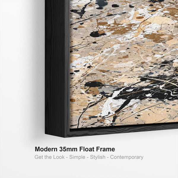 Tall Jackson Pollock Splash Style Framed Vertical Canvas Art