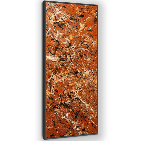 Tall Framed Vertical Wall Art Canvas - Rust - Upright Abstract