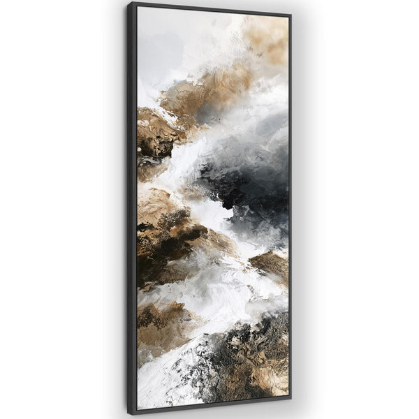 Tall Narrow Framed Wall Art - Reckoning - Brown Abstract Artwork