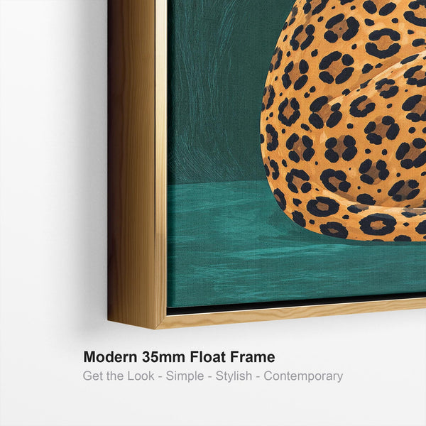 Selena - Gold & Green Leopard Maximalist Framed Canvas Wall Art