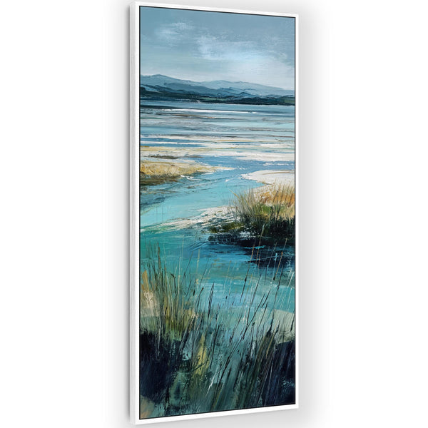 Tall Upright Irish Coastal Landscape Framed Artwork on Canvas