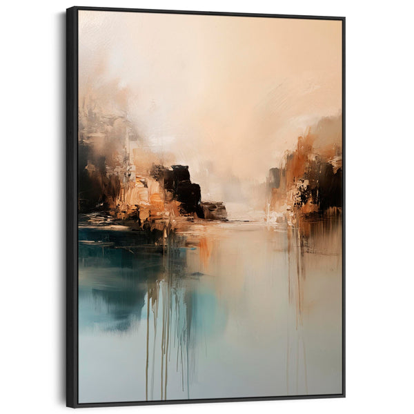 Large Abstract Canvas Pictures Framed - Teal Glimmer