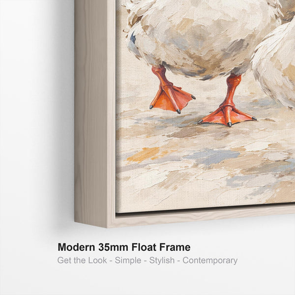 The Gaggle - Farmyard Geese - Framed Kitchen Wall Art Canvases