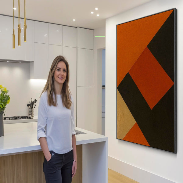 Orange Wall Art Canvas Framed - Umber Angles