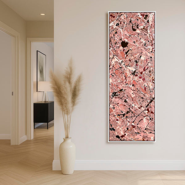 Tall Pink Vertical Wall Art - Framed Upright Blush Abstract