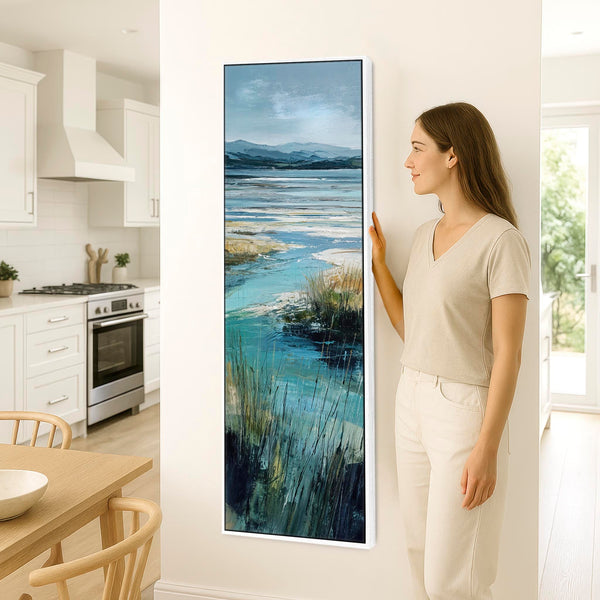 Tall Upright Irish Coastal Landscape Framed Artwork on Canvas