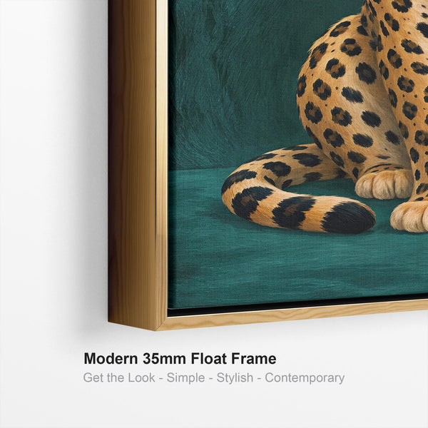 Vega - Gold & Teal Green Leopard - Maximalist Framed Wall Art