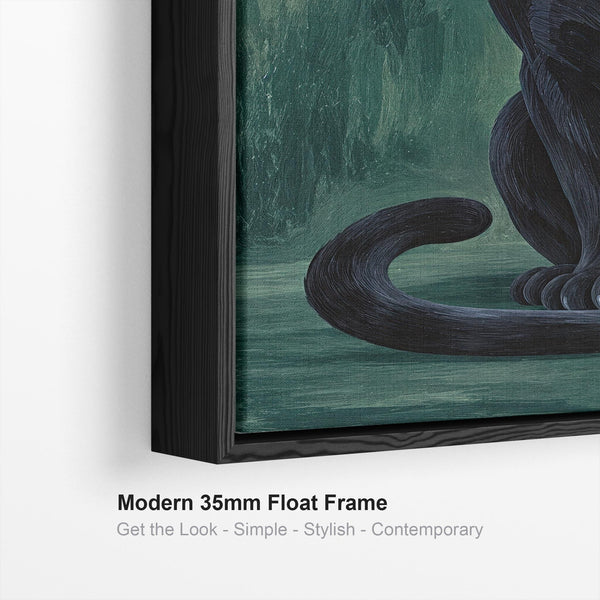 Velvet - Black & Emerald Panther Big Cat Framed Canvas Artwork