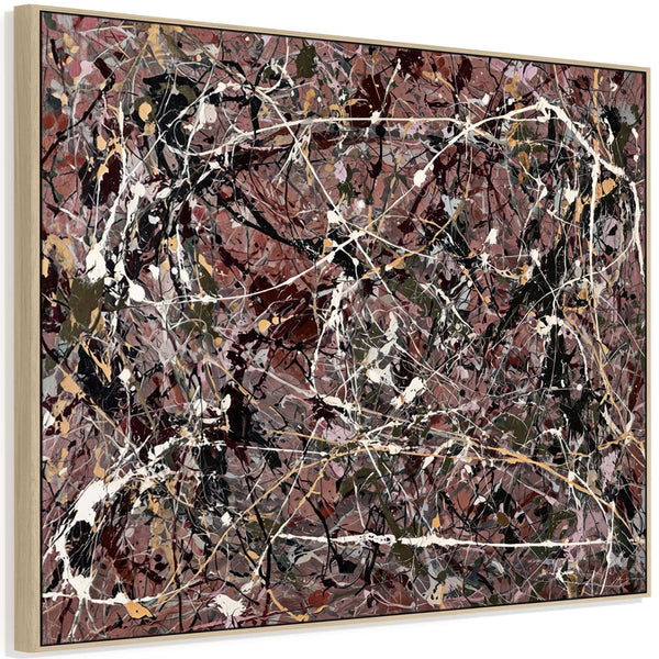 Mauve Sage Framed Canvas Artwork Jackson Pollock Style Print