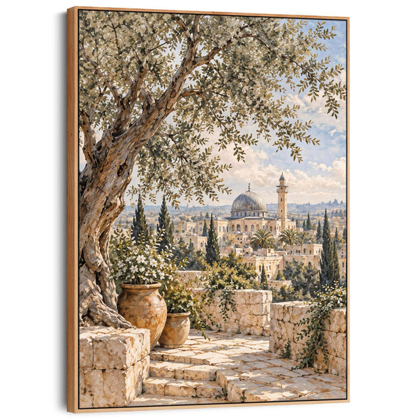 Palestine Mosque Framed Islamic Canvas Wall Art - Qibli Qubba