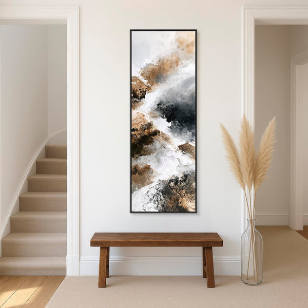 Tall Narrow Framed Wall Art - Reckoning - Brown Abstract Artwork