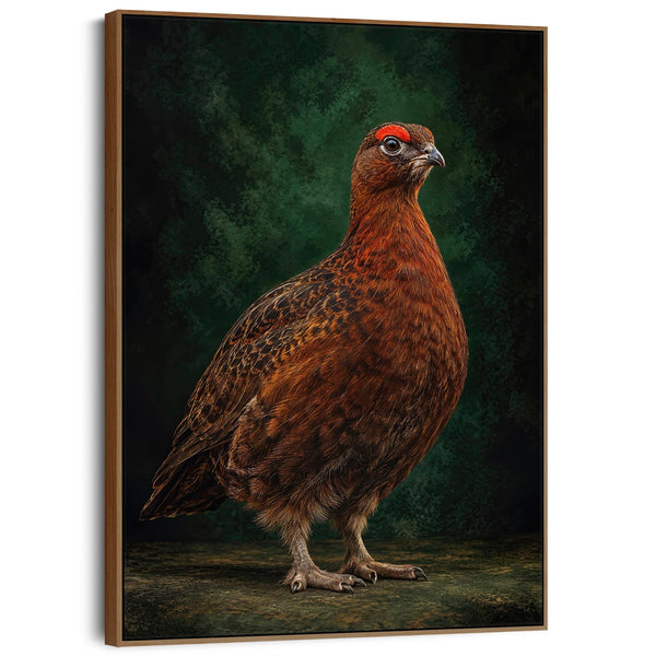 Red Grouse - Vintage Framed Game Bird Canvas Wall Art - Braemar