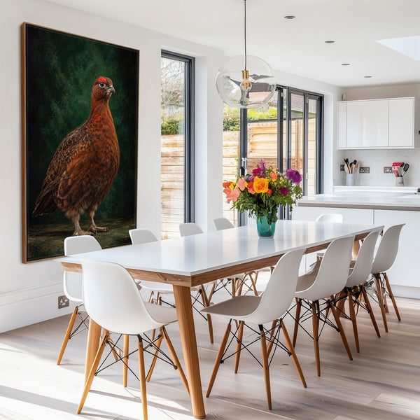 Red Grouse - Vintage Framed Game Bird Canvas Wall Art - Braemar