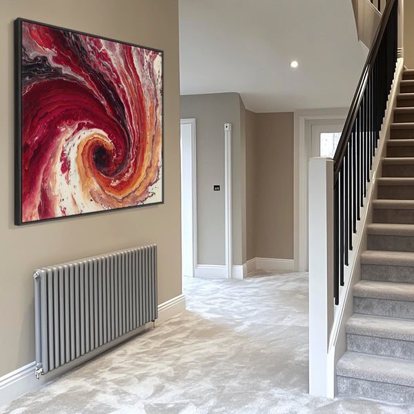 Deep Red Framed Canvas Wall Art - Abstract Cherry Inferno
