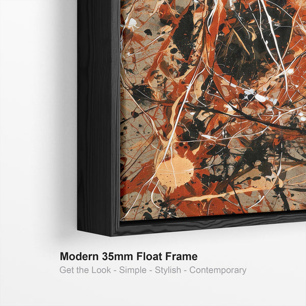 Large Living Room Framed Canvas for Lounge Rust Abstract Set 2
