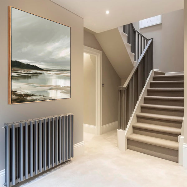 Sage Green Grey Framed Canvas Picture - Irish Coastal Landscape