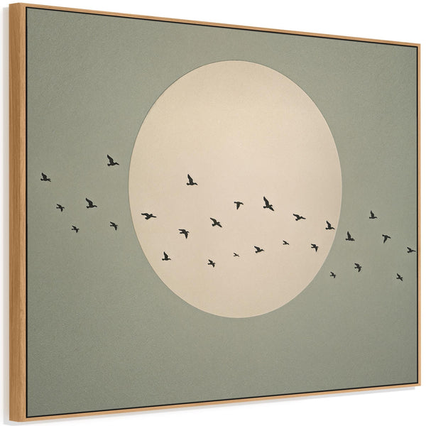 Japandi Birds Framed Canvas Sage Green Moon - Onward Flight